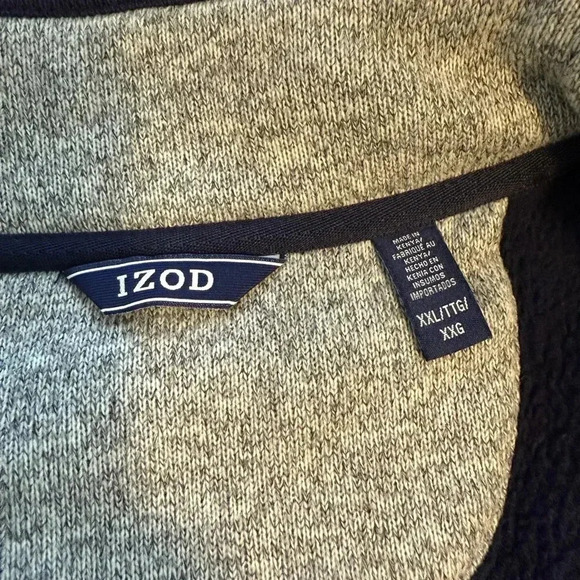 IZOD Sweatshirt Adult 1/4 Zip Activewear Blue Fleece High Neck Logo Mens XXL - Picture 3 of 5
